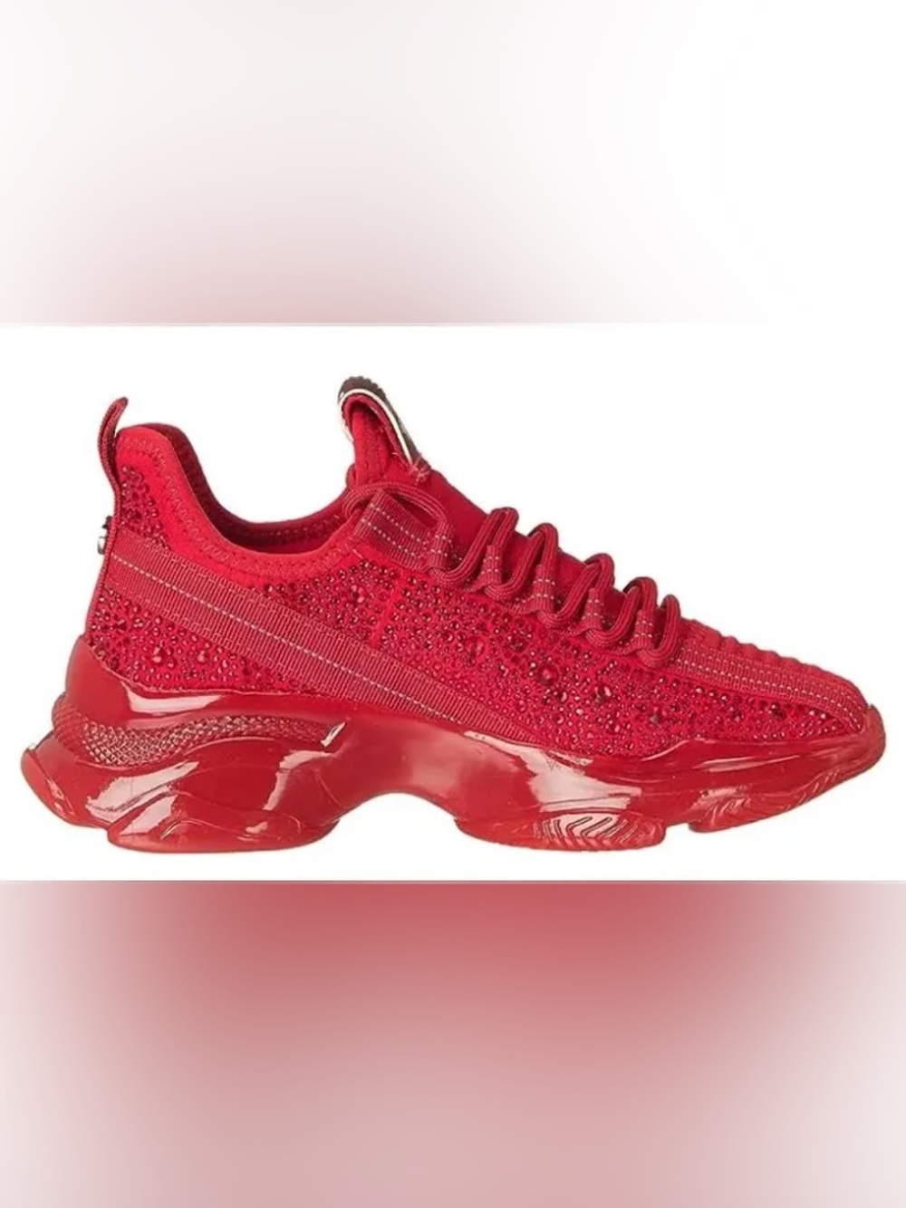 Steve Madden Red Rhinestone Knit Platform Sneakers
